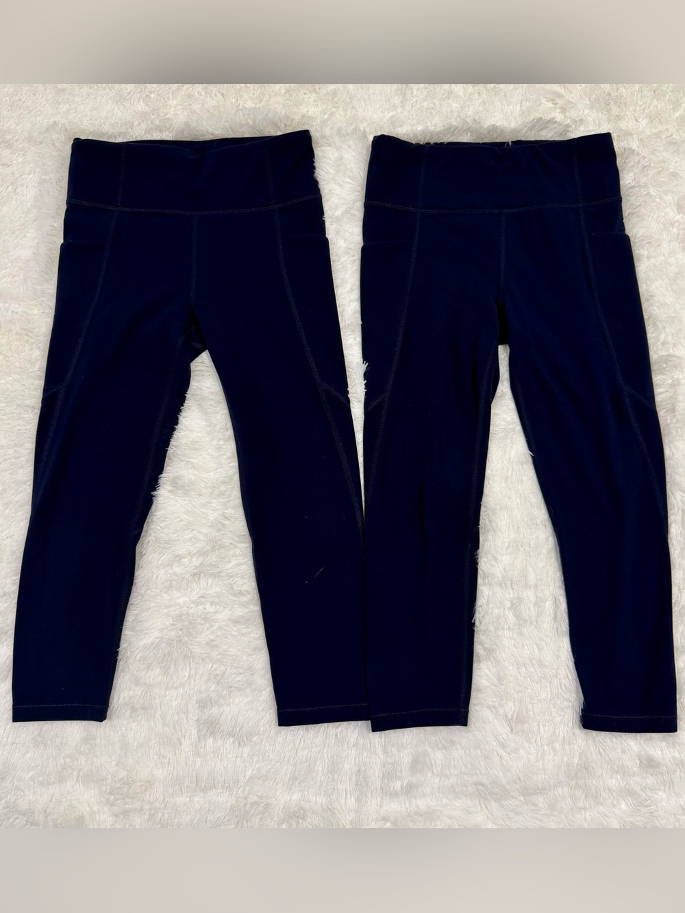 Athleta Girl Size 12 Navy High Rise Stash Your Treasures Capri Leggings 2 pairs